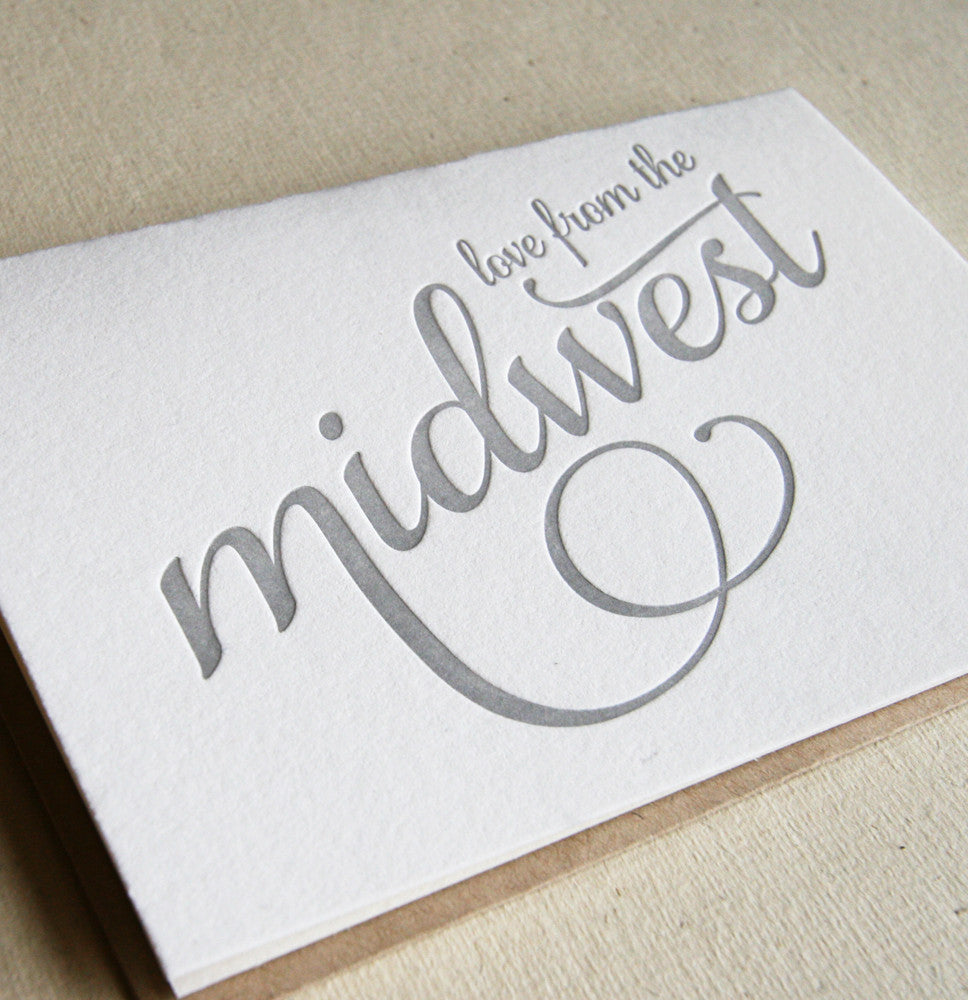 Love from the Midwest - Letterpress Regional Greeting Card