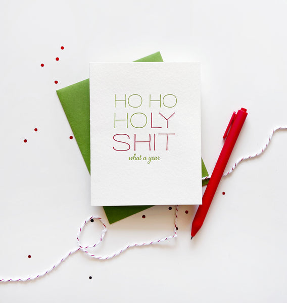 HOHOHoly Shit - Letterpress Holiday Christmas Greeting Card