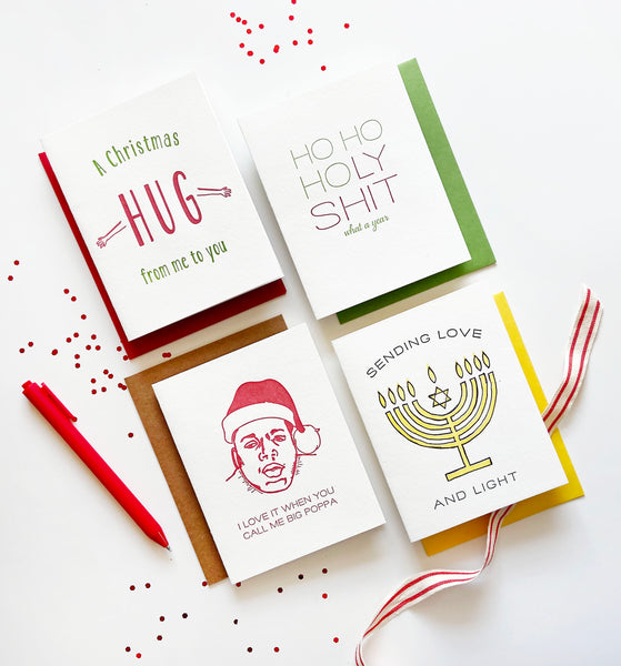 HOHOHoly Shit - Letterpress Holiday Christmas Greeting Card