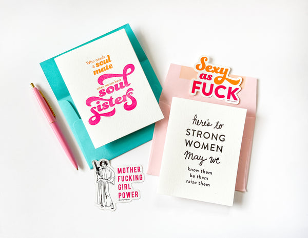 Letterpress Greeting Card Strong Women