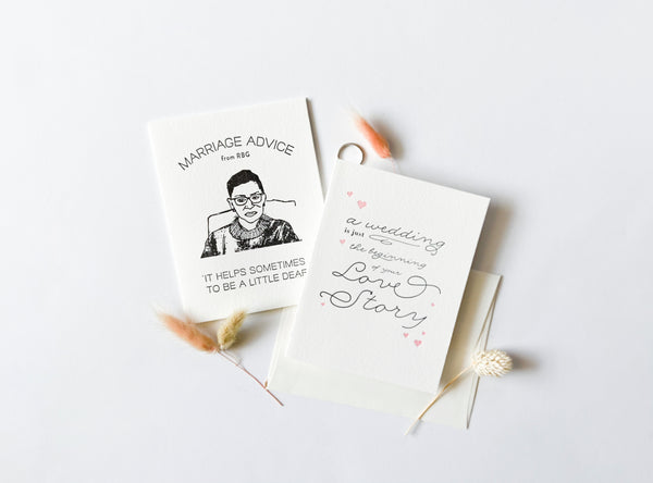 Marriage Advice RBG - Letterpress Wedding Marriage Congrats Card