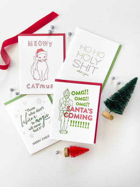 Santa's Elf - Letterpress Holiday Christmas Greeting Card