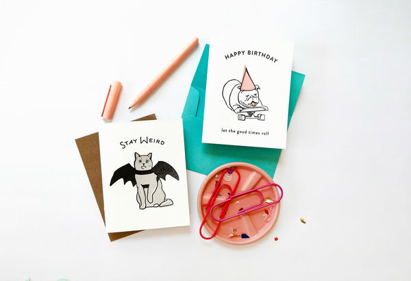 Roller Dog Birthday - Letterpress Birthday Greeting Card