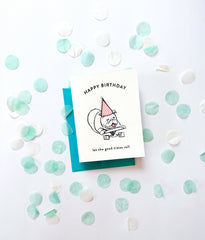 Roller Dog Birthday - Letterpress Birthday Greeting Card