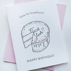 Breakfast Cake Birthday - Letterpress Birthday Greeting Card