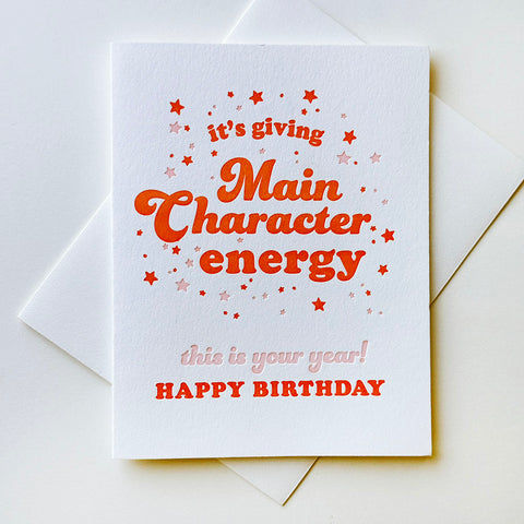 Main Character Birthday - Letterpress Birthday Greeting Card
