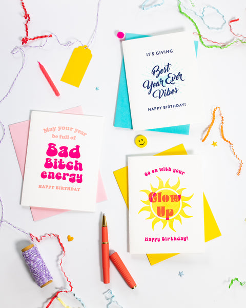 Best Ever Year Vibes - Letterpress Birthday Greeting Card