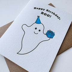 Birthday Boo - Party Ghost Letterpress Birthday Card