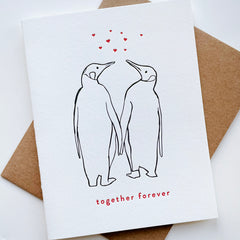 Penguins Forever - Letterpress Valentine's Love Greeting Card