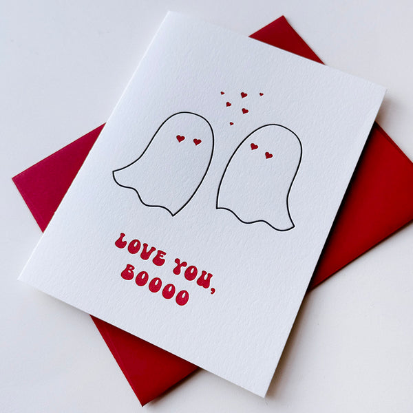 Love You Boo - Letterpress Love and Valentine's Greeting Card