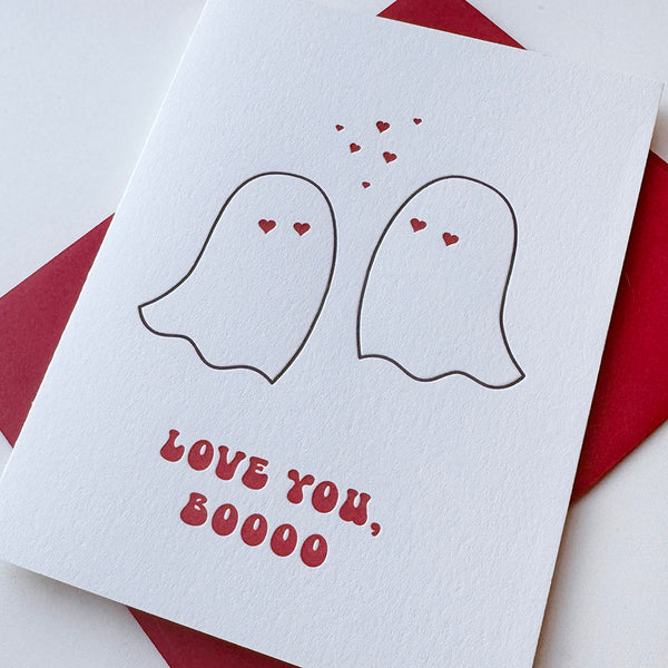 Love You Boo - Letterpress Love and Valentine's Greeting Card