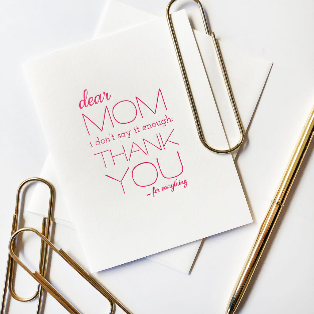 Mom Thanks Letterpress Mother's Day card