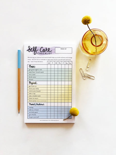 Self Care Checklist Habit Tracker Notepad