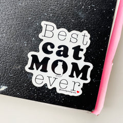 Cat Mom Typographic Die-Cut Sticker