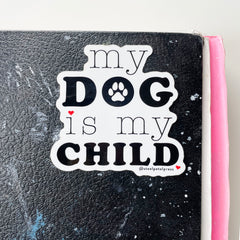 Dog Child Typographic Die-Cut Sticker
