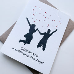 Taking the Leap - Letterpress Wedding Marriage Congrats Card