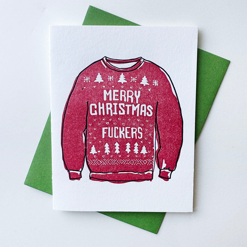 Christmas Sweater - Letterpress Christmas Holiday Card