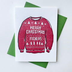 Christmas Sweater - Sarcastic Letterpress Christmas Holiday Card