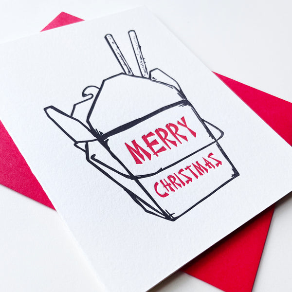 Take Out Christmas - Letterpress Christmas Holiday Greeting Card