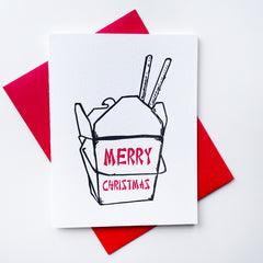 Take Out Christmas - Funny Letterpress Christmas Holiday Greeting Card