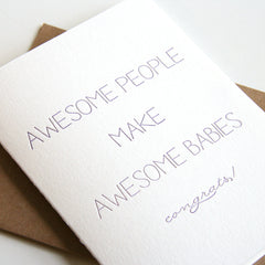 Awesome Babies - Letterpress Baby Congrats Greeting Card