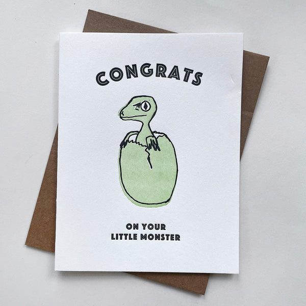 Letterpress Baby Congrats card - Little Monster