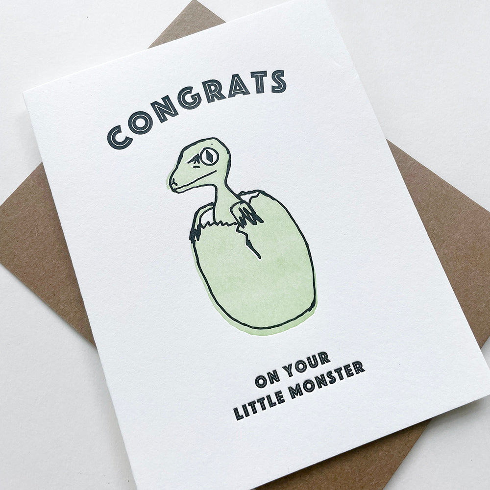 Letterpress Baby Congrats card - Little Monster