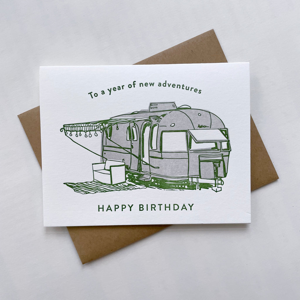 Letterpress birthday card - Year of Adventures Birthday