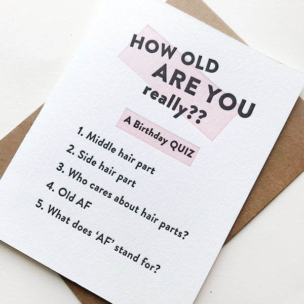 Letterpress birthday card - Birthday Quiz