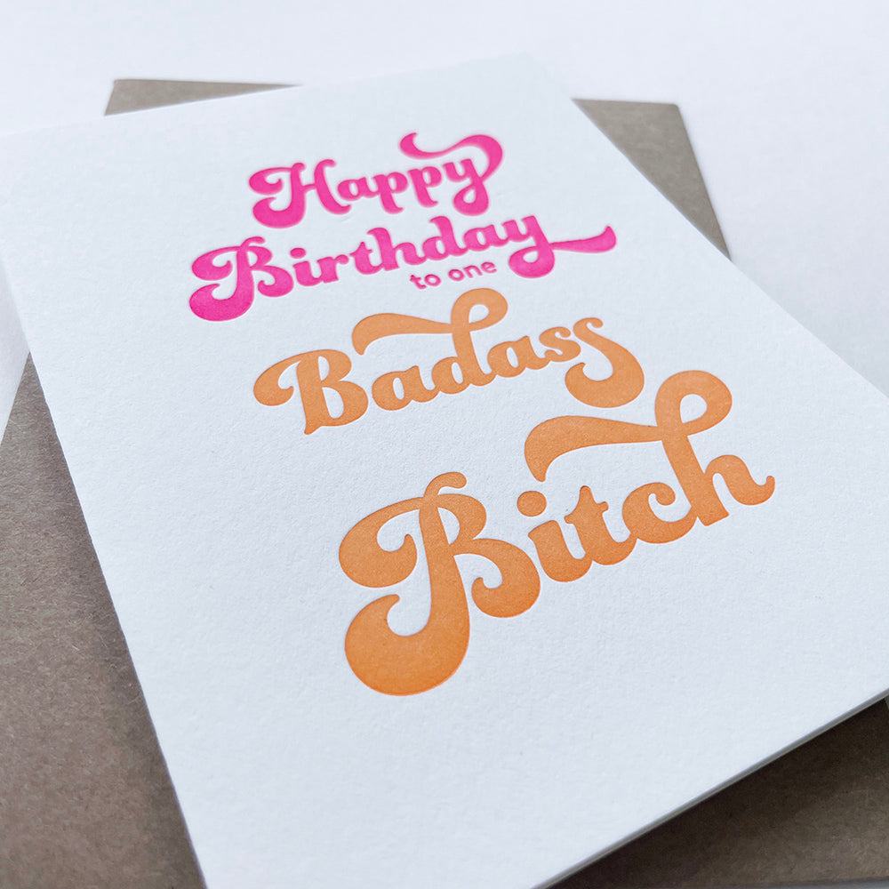 Letterpress Birthday card - Badass Birthday