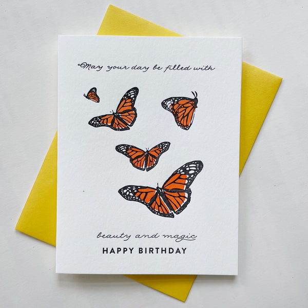Letterpress Birthday card - Magic Butterfly Birthday