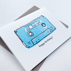Cool Mixtape Birthday - Letterpress Birthday Greeting Card