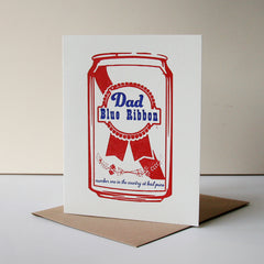 Blue Ribbon Dad - Letterpress Father's Day Greeting Card