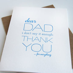 Dad Thanks - Letterpress Father's Day Greeting Card