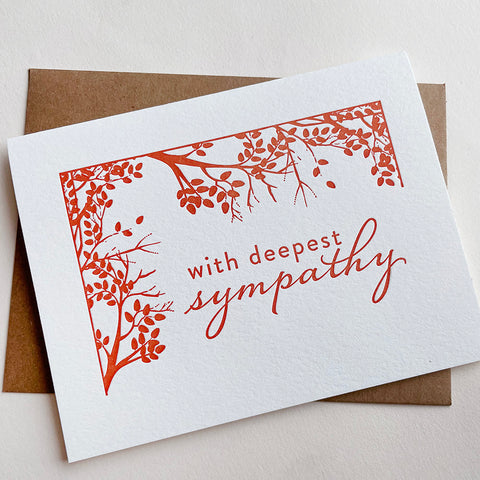 Letterpress sympathy card - Deepest Sympathy