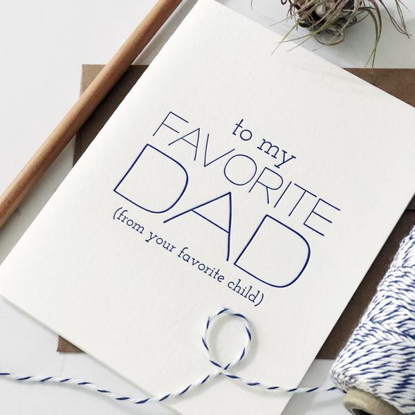 Letterpress Father's Day card - Favorite Dad