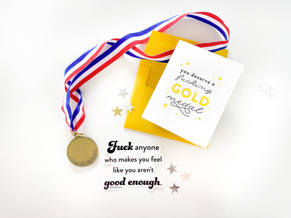 Letterpress Encouragement card - Gold Medal