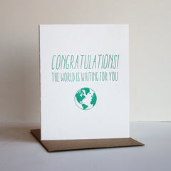 Graduate World - Letterpress Graduation Congrats Card
