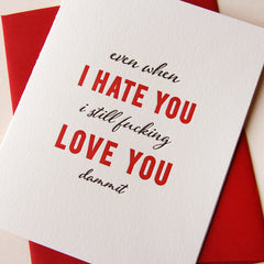 Hate You, Love You - Letterpress Love, Friendship and Valentine's Greeting Card