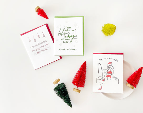 Letterpress Christmas card - Naughty Christmas