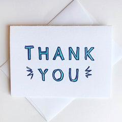 Baby Blue Thanks - Letterpress Thank You Greeting Card