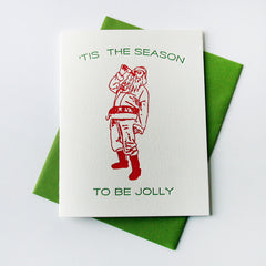 Jolly Santa - Funny Letterpress Holiday Christmas Card