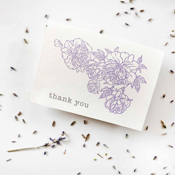 Lavender Peony Thanks - Steel Petal Press