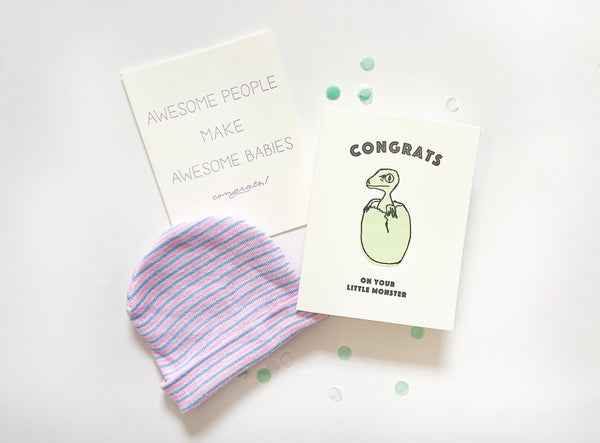 Letterpress Baby Congrats Card - Awesome Babies
