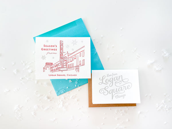 Letterpress holiday greeting card - Season's Greetings Logan Square