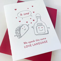Taco Love Language - Letterpress Love and Valentine's Greeting Card