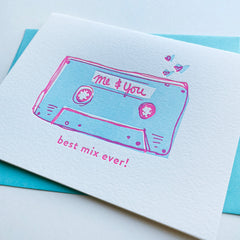 Mixtape Love - Letterpress Love, Anniversary and Valentine's Day Greeting Card