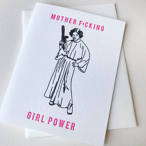 Letterpress encouragement card - MF Girl Power Censored