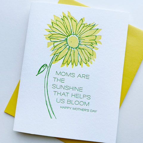 Sunflower Mom Letterpress Mother's Day card