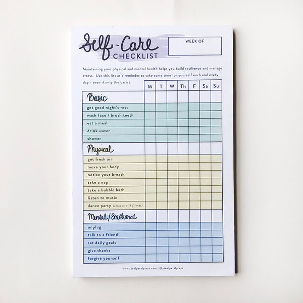 Self Care Checklist Habit Tracker Notepad